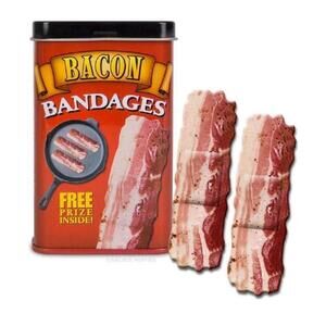 Archie McPhee Bacon Novelty Bandages One Size Red/Black New with Tags / Box